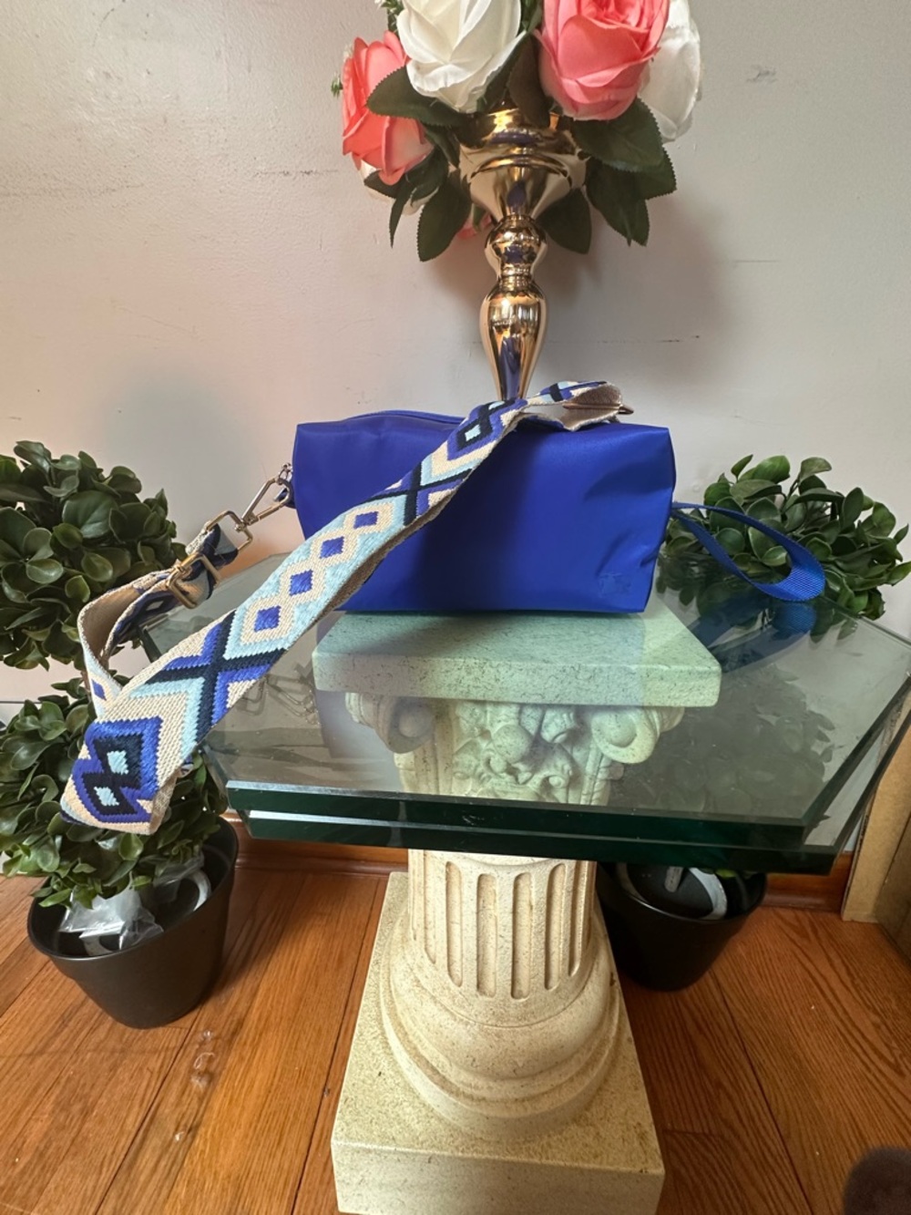 Burberry Royal Blue Satin Logo Pouch - Picture 8 of 11